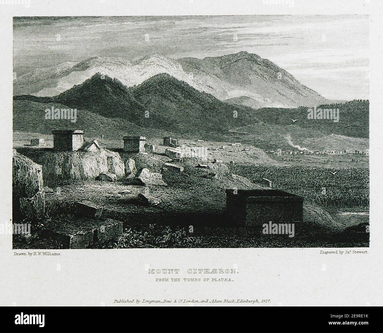 Mount Cithaeron From the tombs of Platea - Williams Hugh William - 1829. Stock Photo