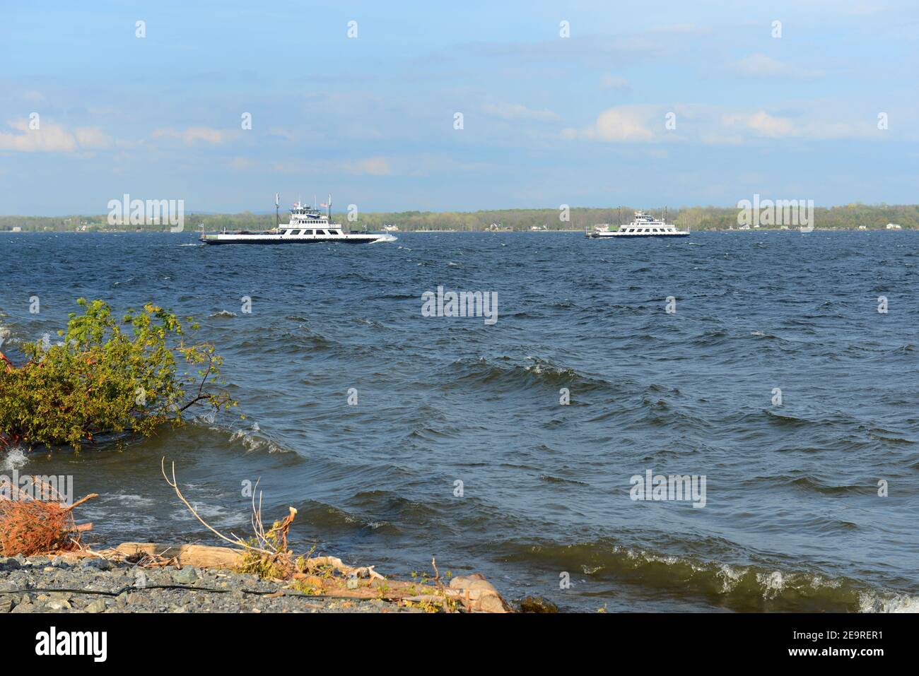 Ferries on Lake Champlain near Cumberland Head in town of Plattsburgh