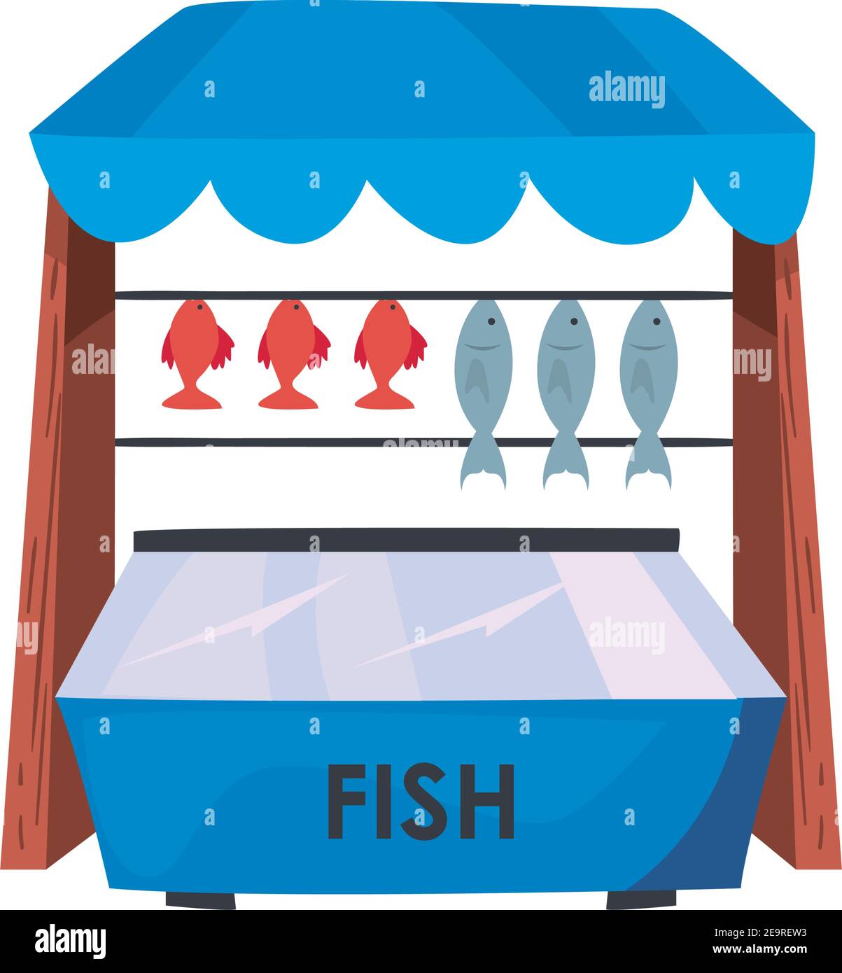Fish market design of shop retail store and buy theme Vector illustration Stock Vector Image