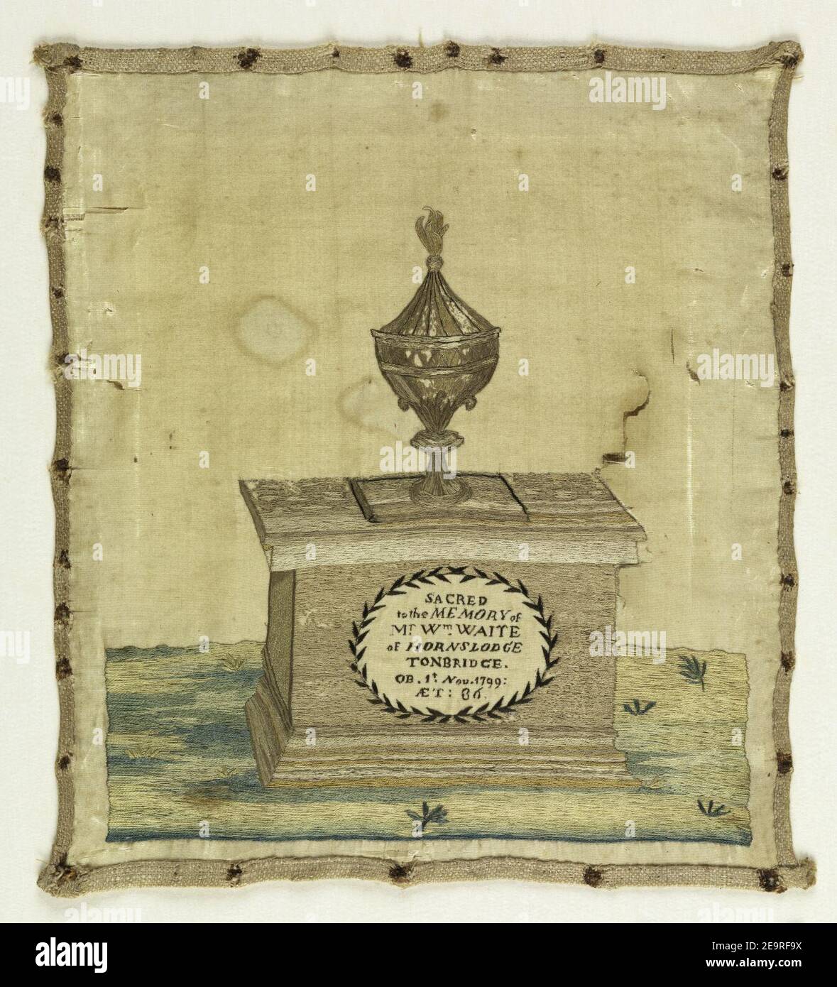 Mourning Sampler (England), ca. 1800 Stock Photo - Alamy