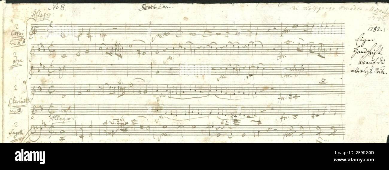 Mozart k 388 Title Manuscript Stock Photo Alamy