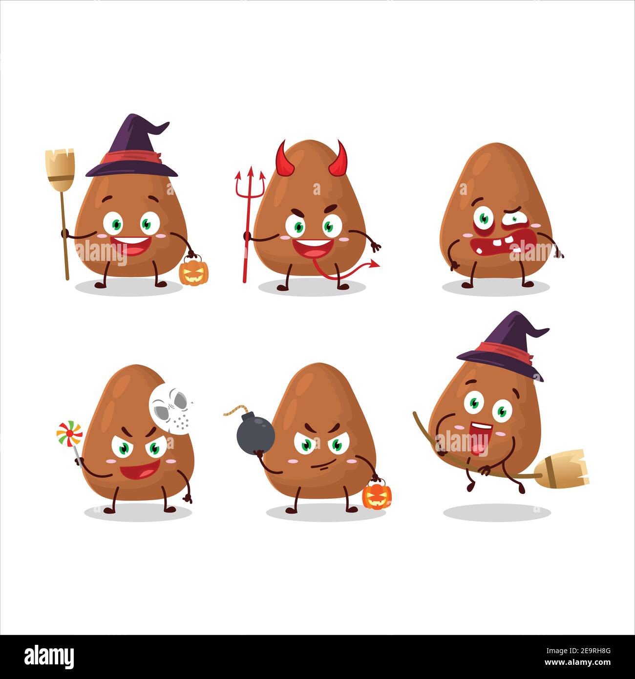 Halloween expression emoticons with cartoon character of mamey. Vector illustration Stock Vector