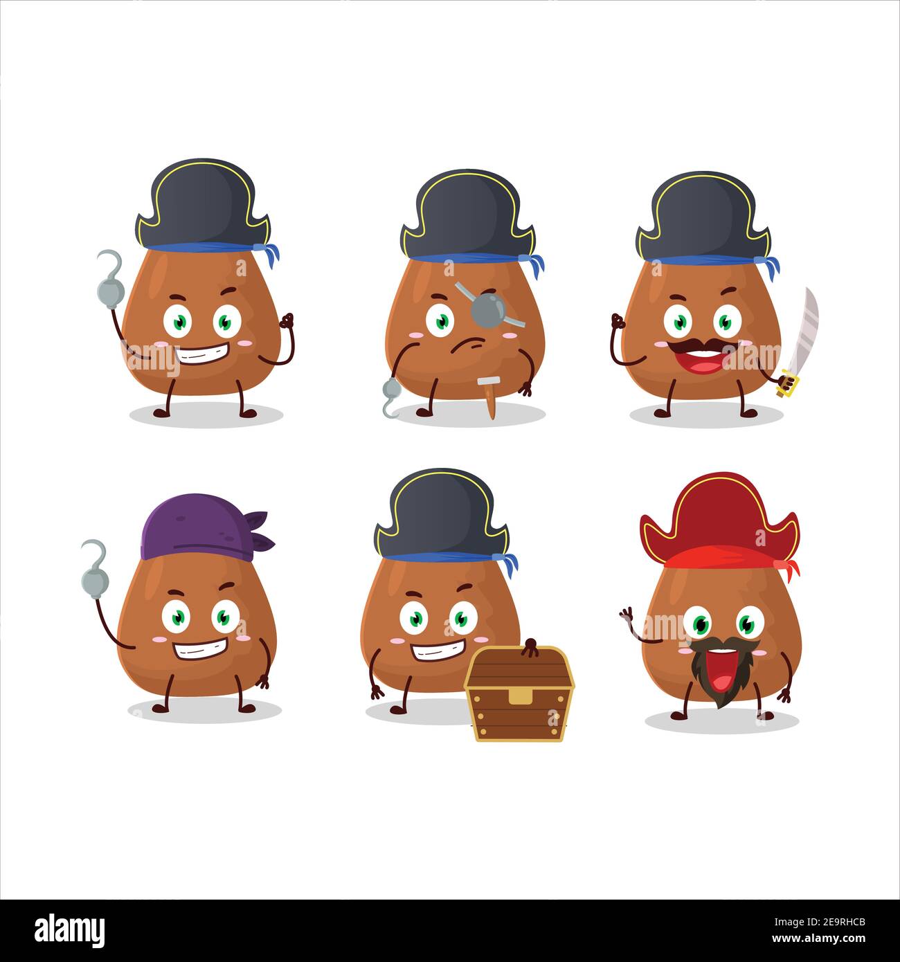 Cartoon character of mamey with various pirates emoticons. Vector illustration Stock Vector