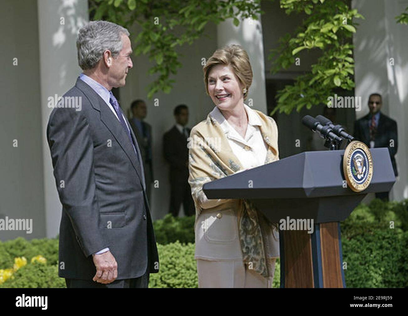 Mrs Laura Bush-George W Bush-2005-05-02. Stock Photo