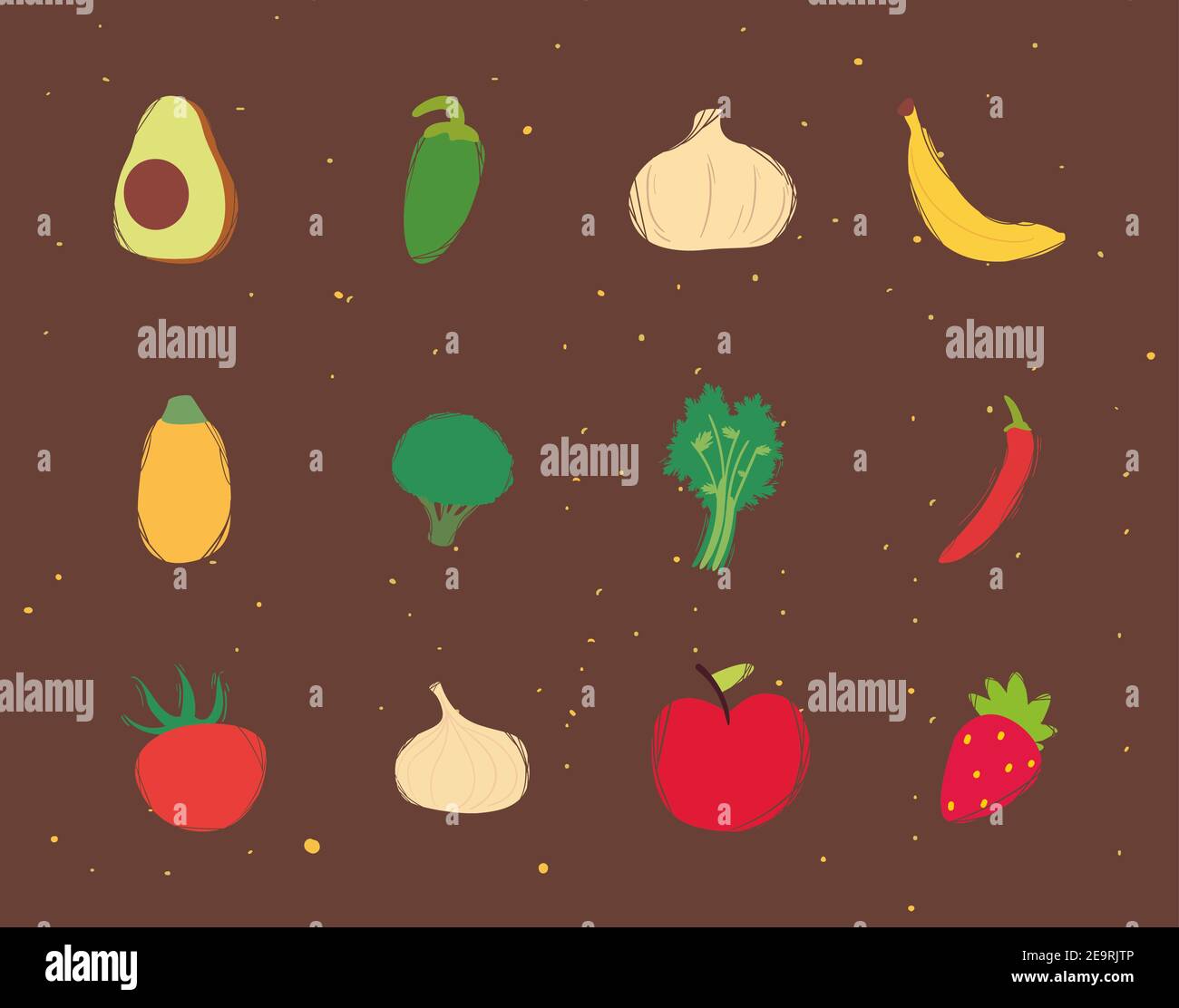 Healthy and organic food set design, eco bio and fresh theme Vector ...
