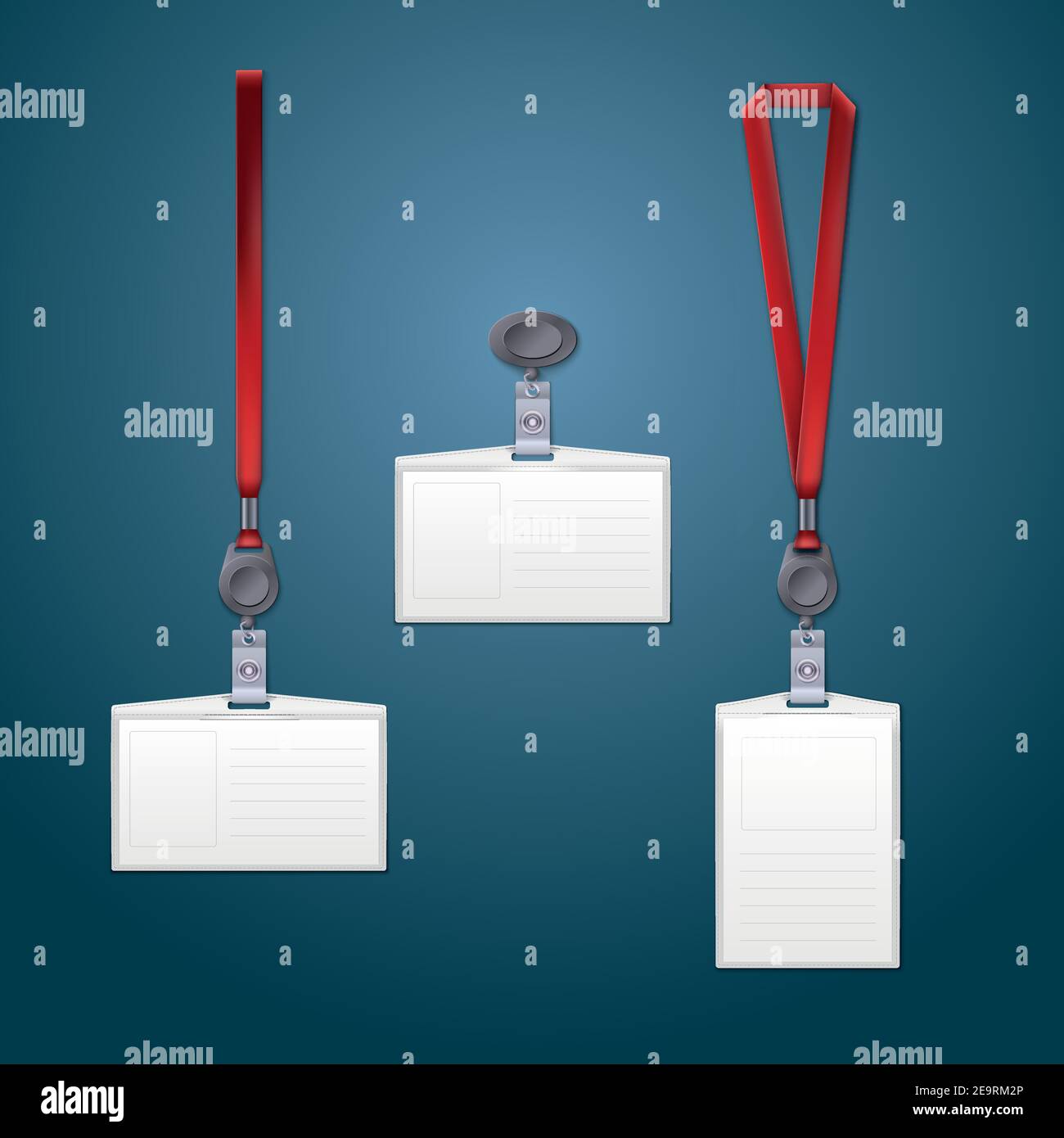 Lanyard, retractor and badge templates. Stock Vector