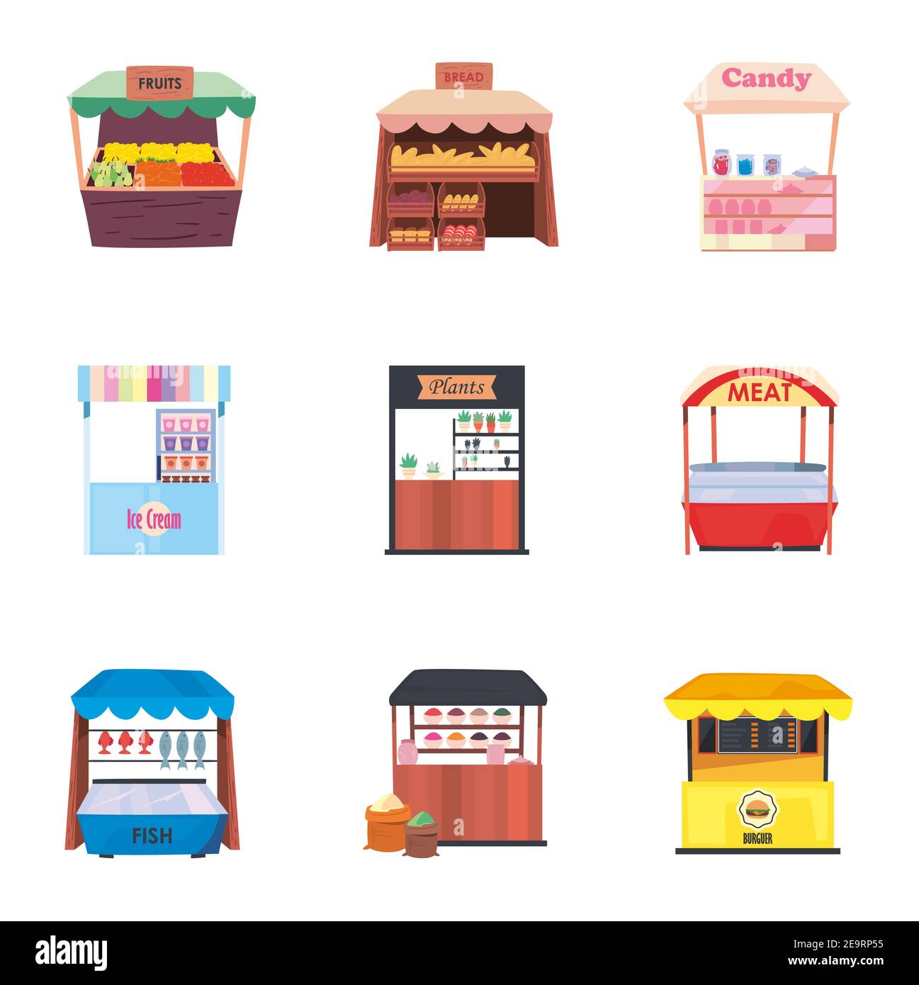 Markets icon set design of shop retail store and buy theme Vector ...