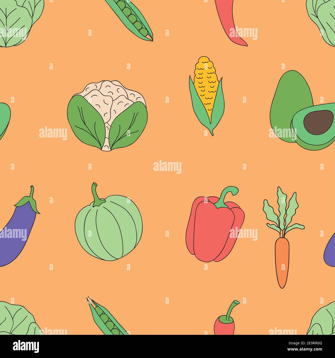 vegetables seamless pattern, flat style, vector illustration Stock ...