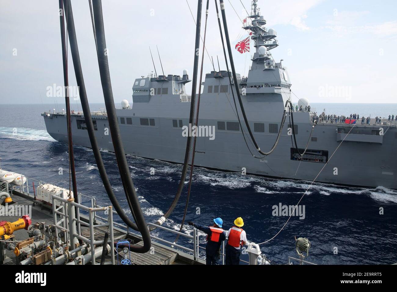 MSC's USNS Charles Drew Conducts Trilateral Replenishment At Sea 160419 Stock Photo