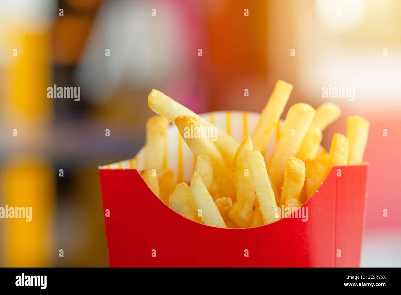 Potato stick fry or French fries high calories carbs fat and salt unhealthy American style popular fast food Stock Photo