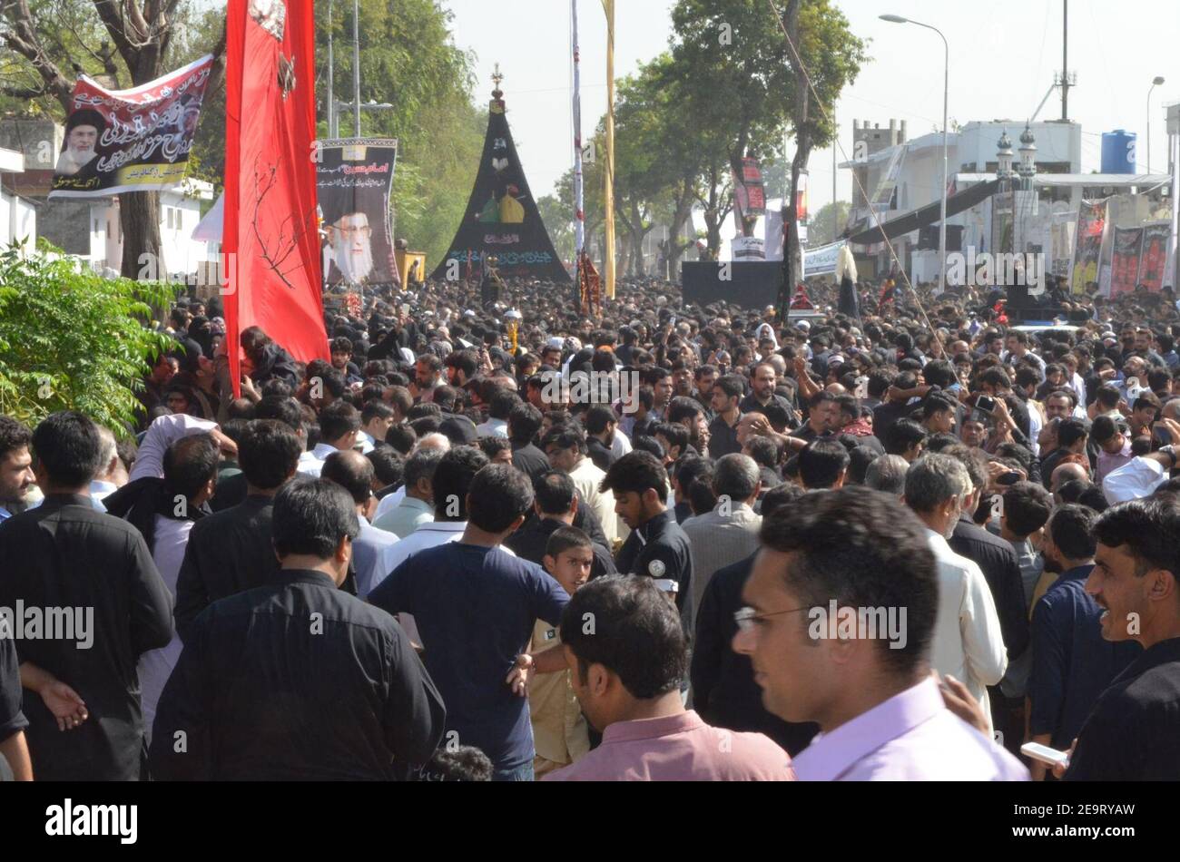 Muharram procession Islamabad Pakistan 2016 Khamenei. Stock Photo