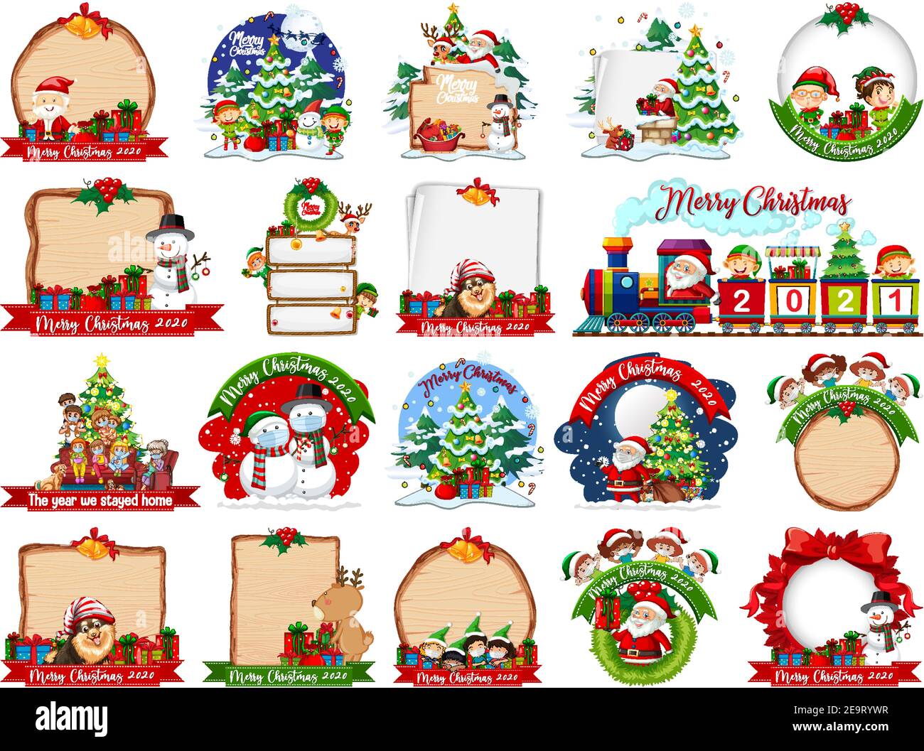Set of blank Christmas card template isolated on white background ...