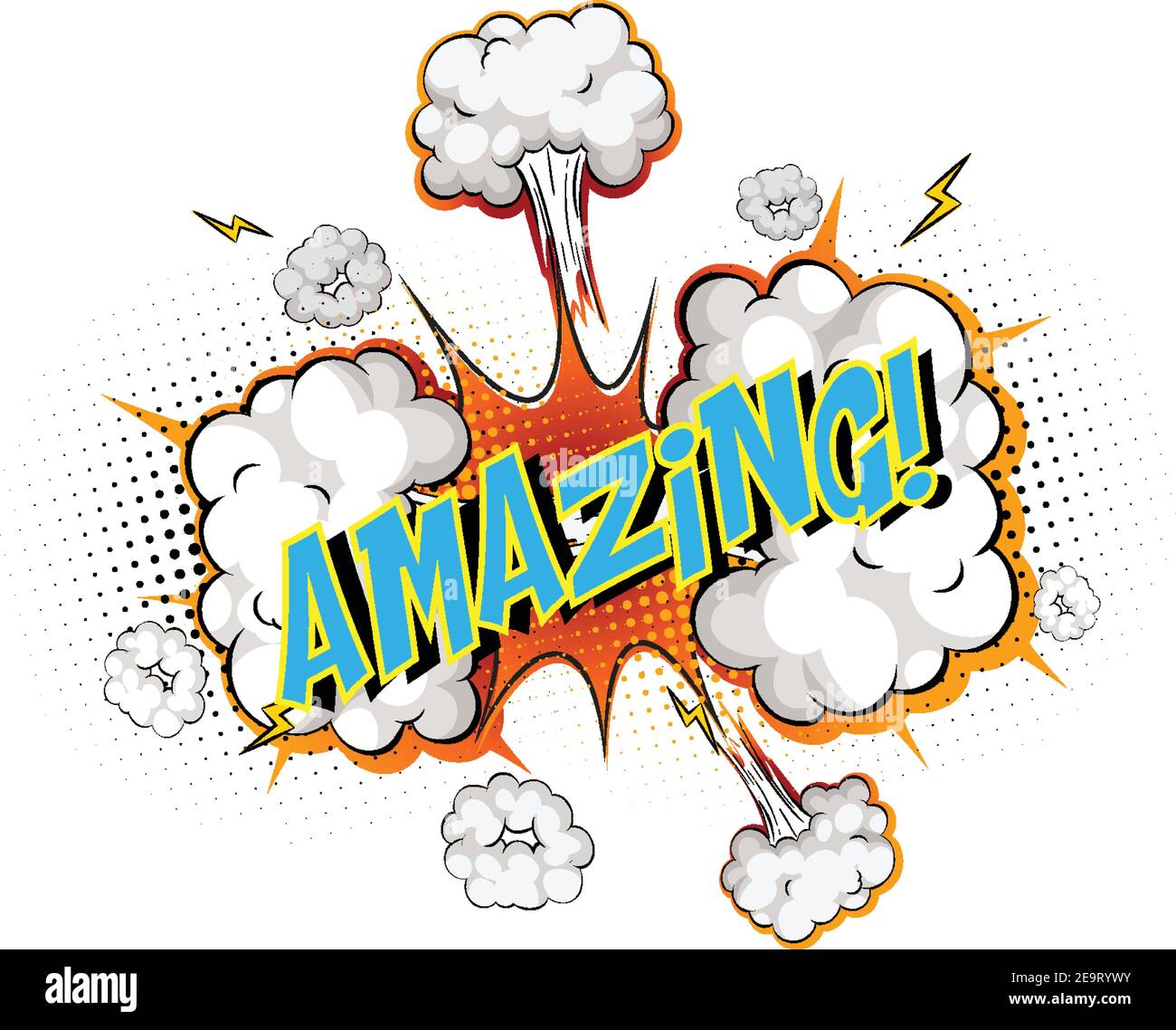 Word Amazing on comic cloud explosion background illustration Stock Vector