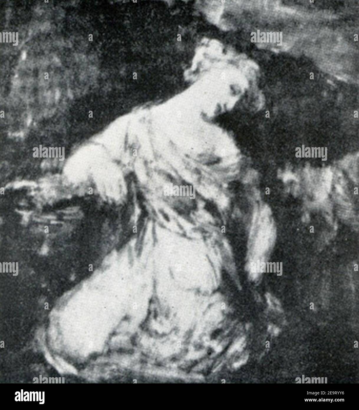 Mujer arrodillada en la oscuridad, Francisco de Goya. Stock Photo