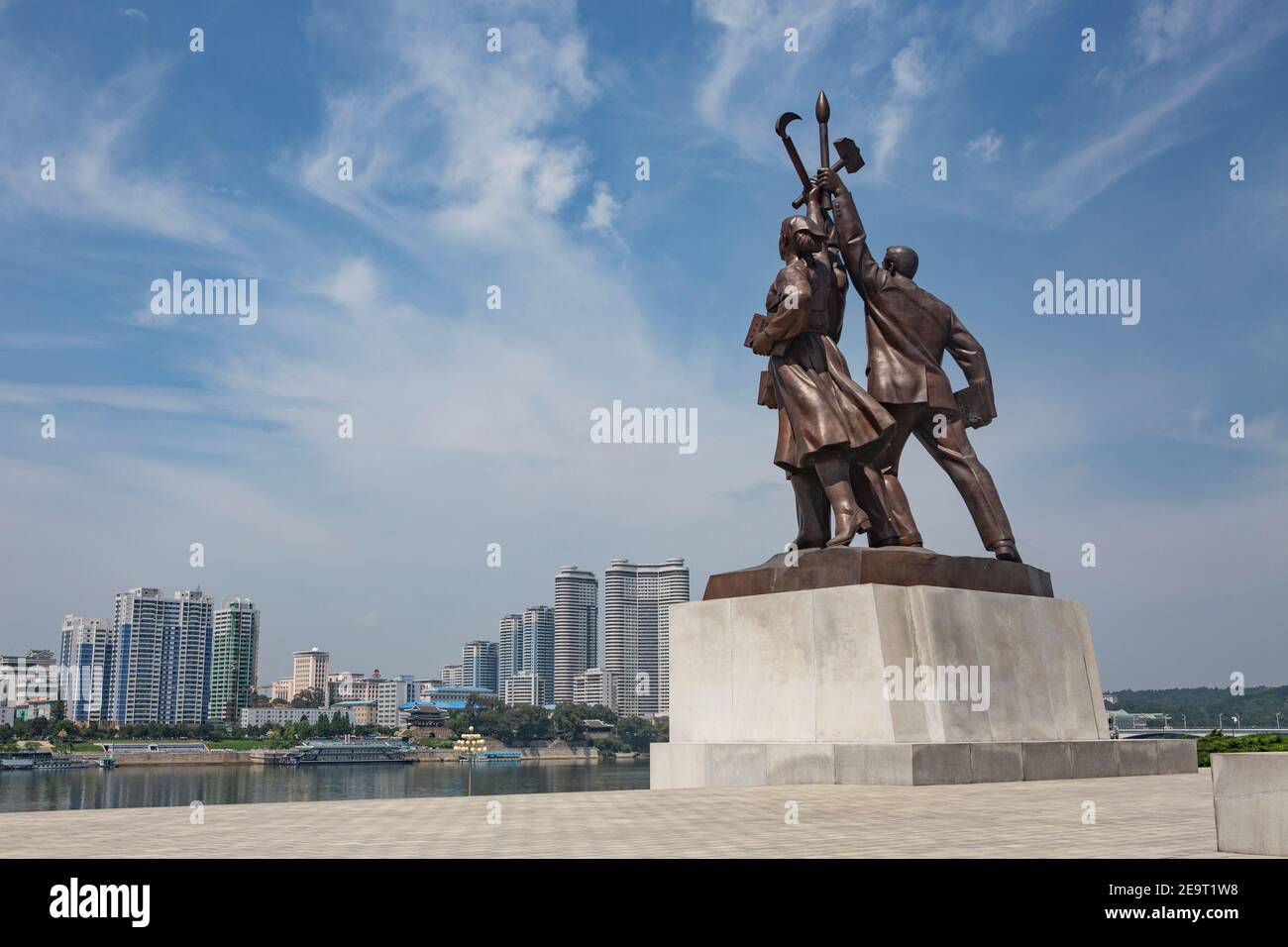 Monument in a public square in the capital city of North Korea Stock Photo