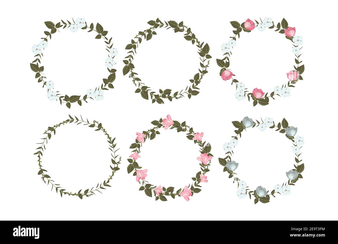 Vector set of beautiful floral wreaths Stock Vector Image & Art - Alamy