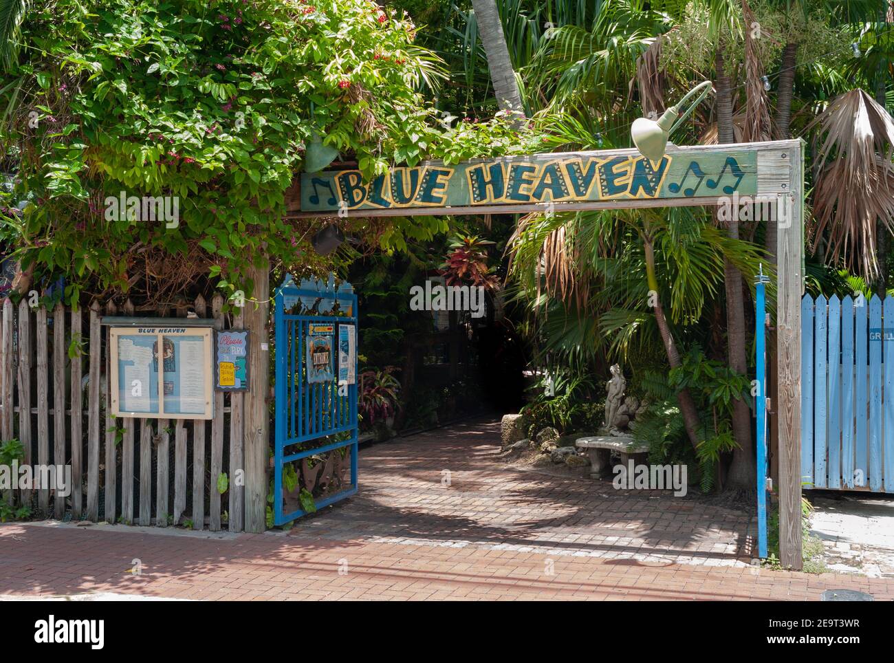 Key West, Florida, United States - July 11 2012: Entrance of Blue Heaven Restaurant in the Bahama Village Neighborhood. A popular place for breackfast Stock Photo