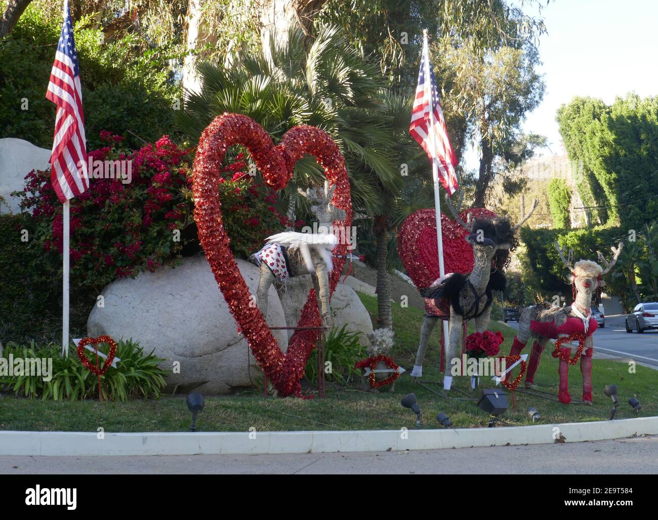 Beverly Hills, California, USA 5th February 2021 A general view of atmosphere of Valentines Day Display at former home of actor Eddie Murphy and singer Cher at 2727 Benedict Canyon Drive on February 5, 2021 in Beverly Hills, California, USA. Photo by Barry King/Alamy Stock Photo Stock Photo