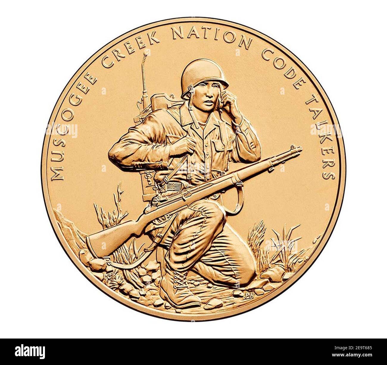 Muscogee Creek Nation Congressional Gold Medal (front). Stock Photo