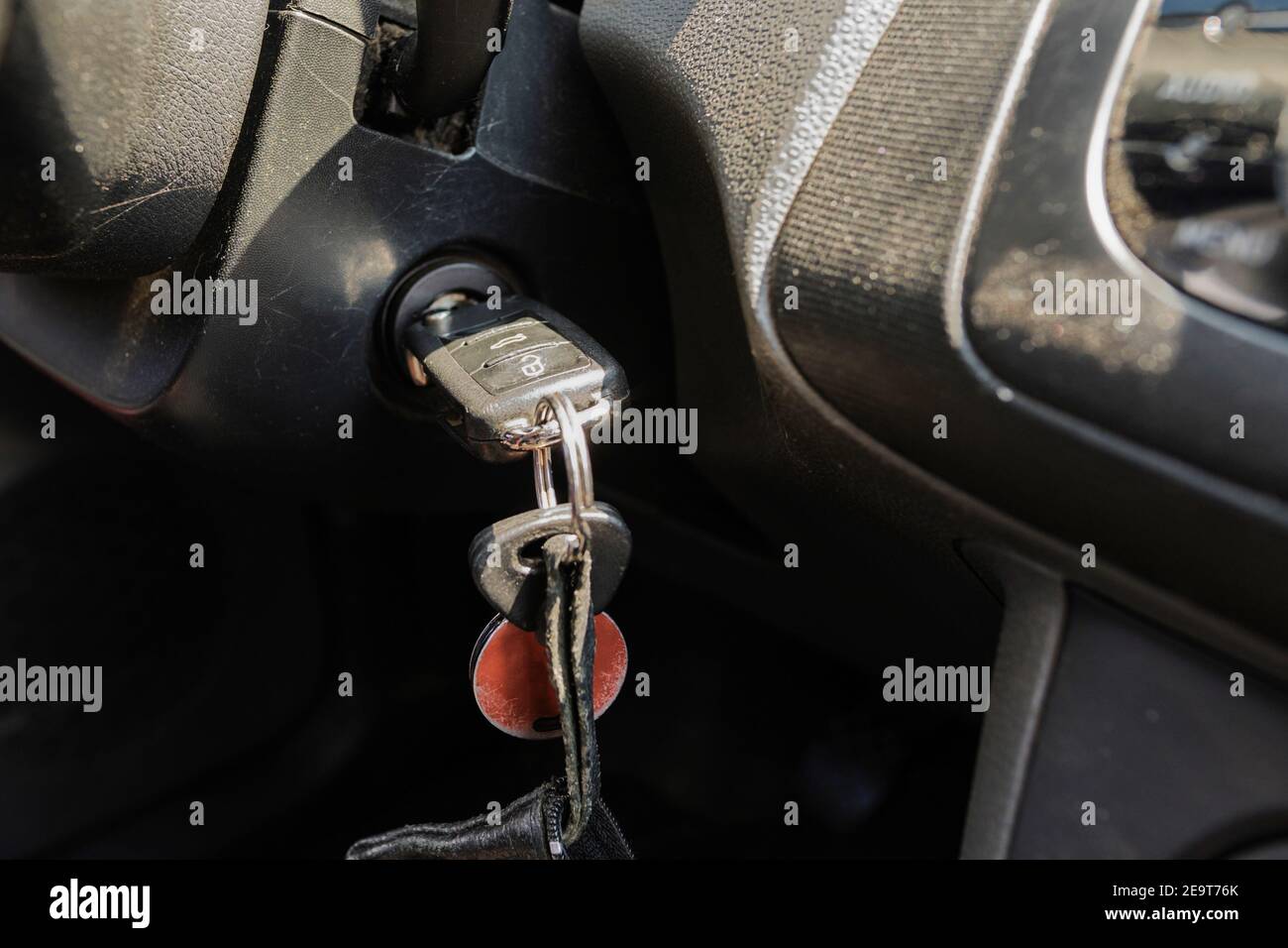 Ignition key in ignition lock Stock Photo