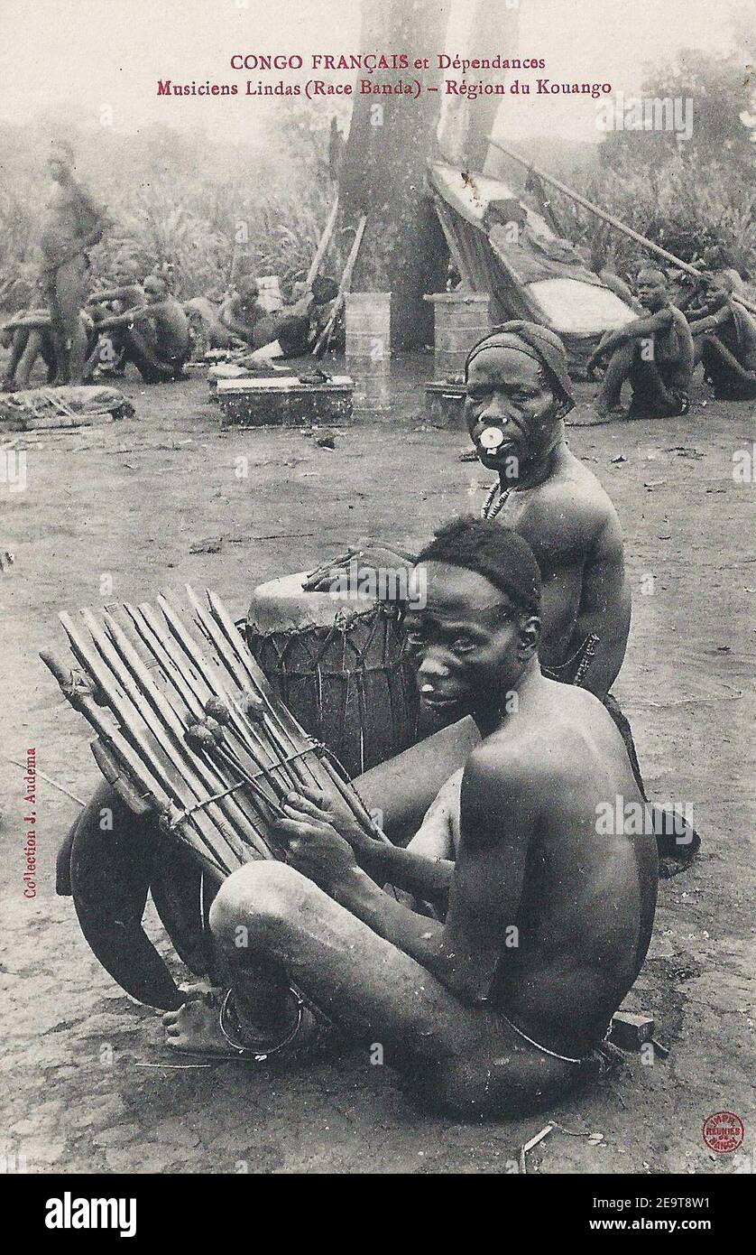 Musiciens Lindas (Race Banda)-Région du Kouango. Stock Photo