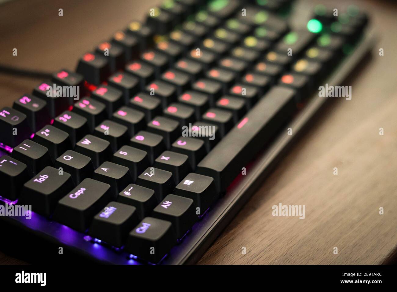 Computer keyboard with button lights Stock Photo - Alamy