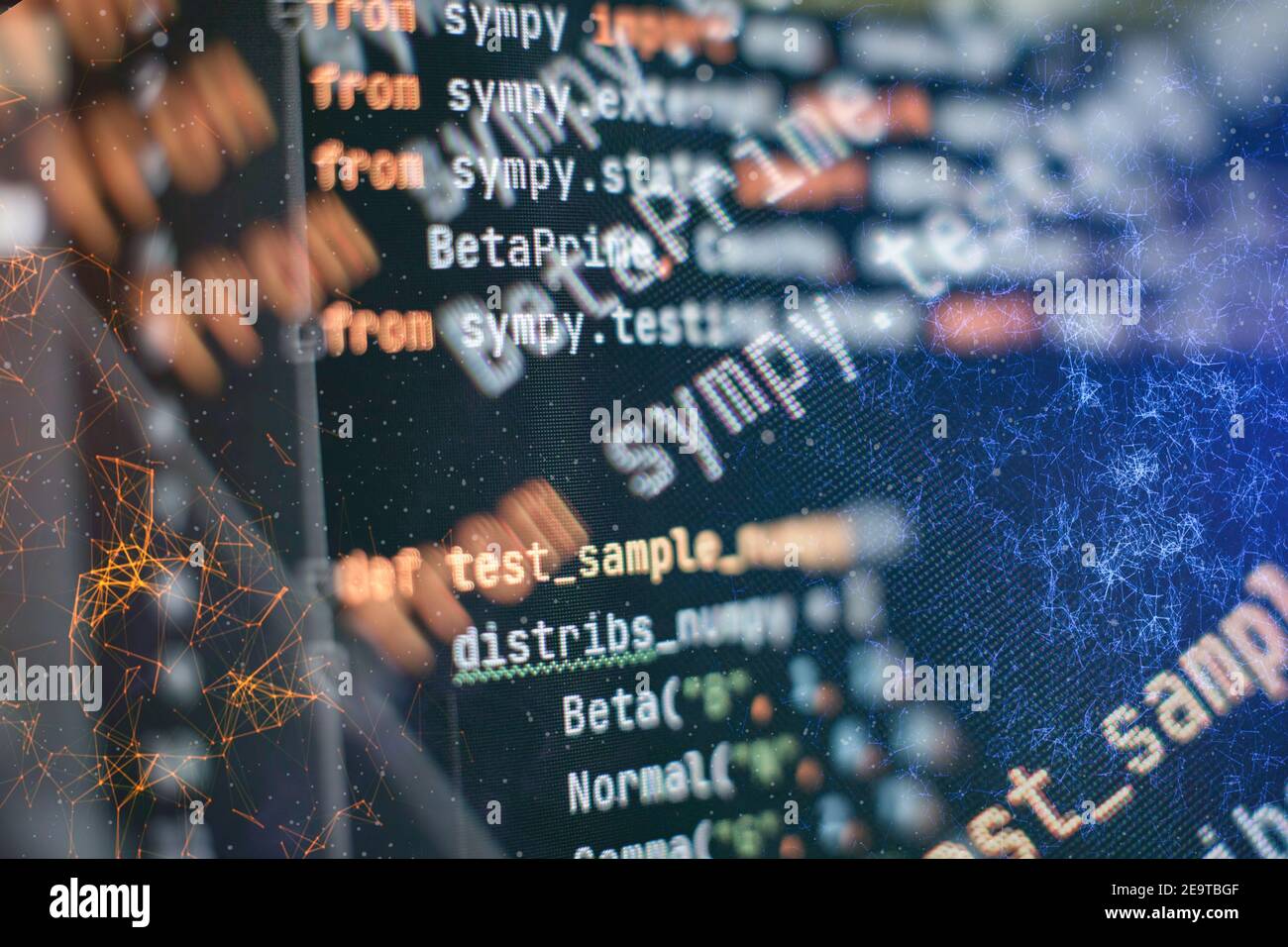Server logs analysis. Closeup developing programming and coding technologies. Developer working on web sites codes in office. Stock Photo