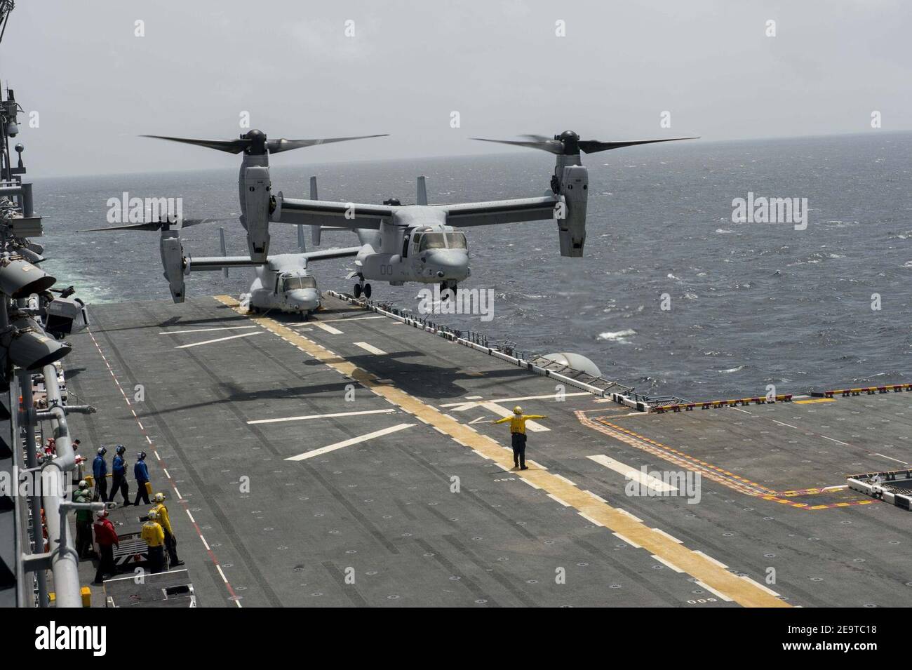MV-22B of VMX-22 landing on USS America (LHA-6) in July 2014. Stock Photo