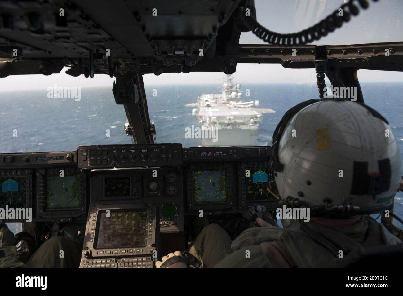 MV-22 approaches USS America (LHA-6) in July 2014. Stock Photo