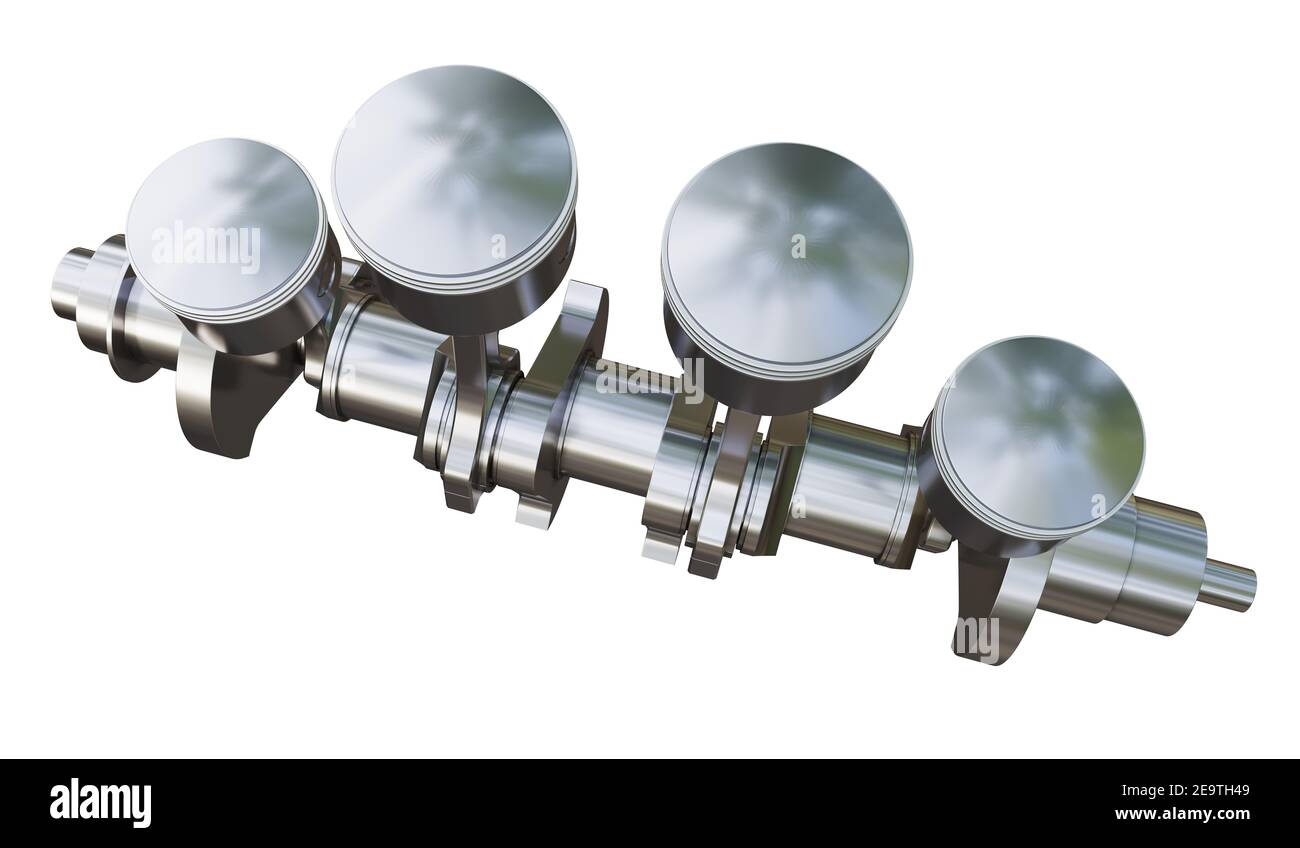 Metal crankshaft and 4 pistons with connecting rods Stock Photo Alamy
