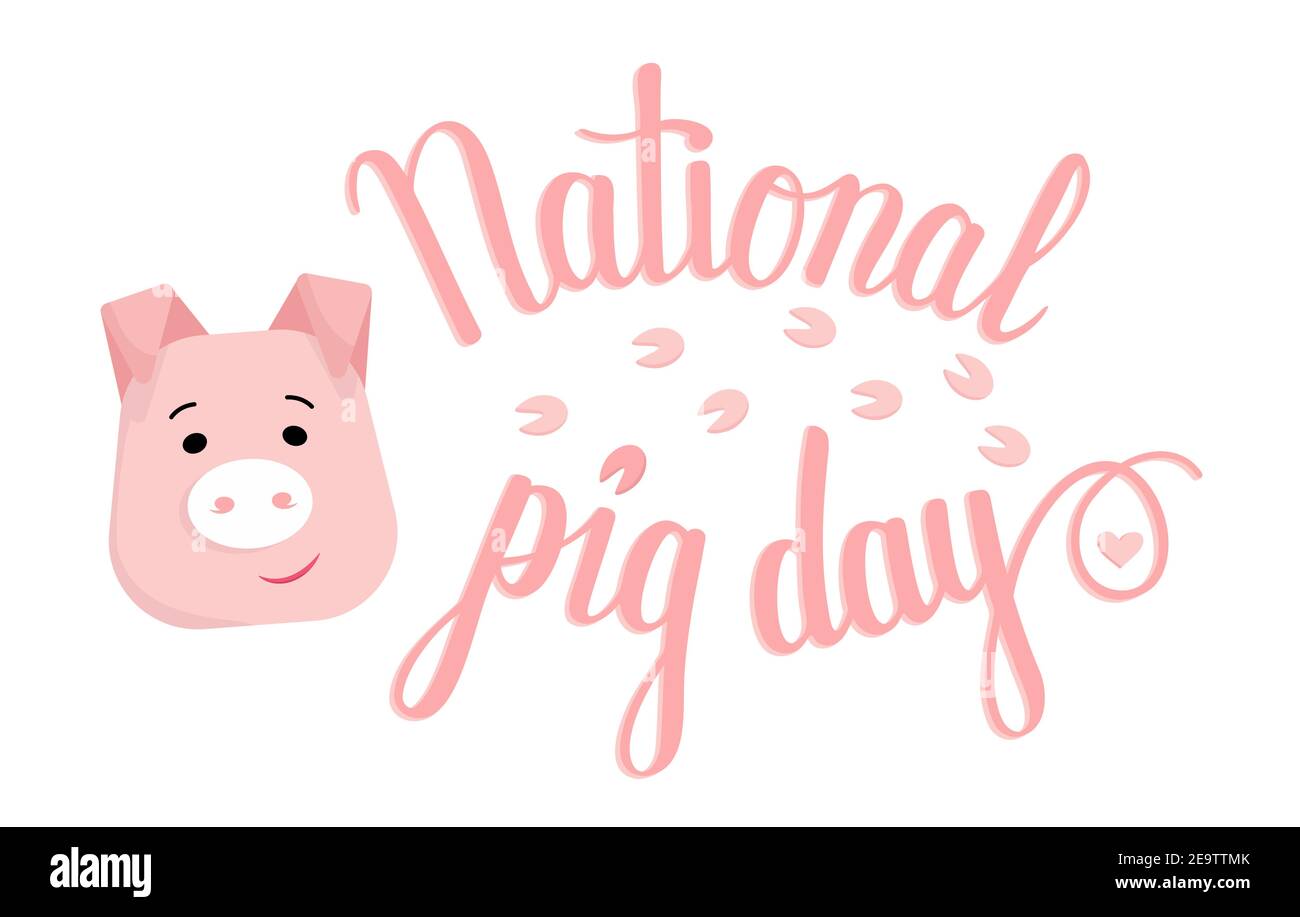 National pig day vector banner with hand drawn lettering Stock Vector