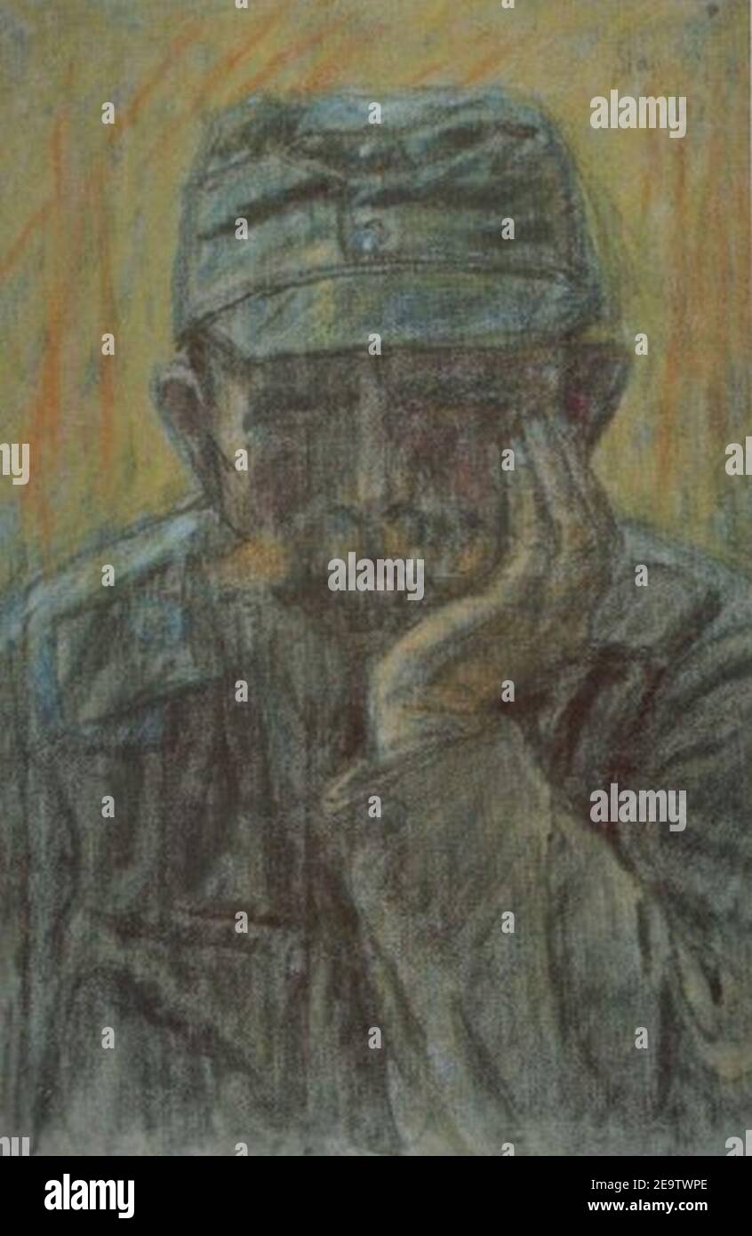 Nagy Soldier Resting on His Elbow c. 1918. Stock Photo