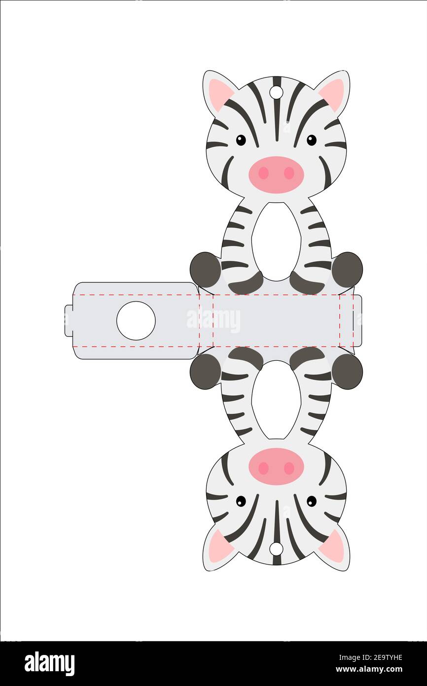 Cute easter egg holder zebra template. Retail paper box for the easter egg. Printable  color scheme. Laser cutting vector template Stock Vector Image & Art - Alamy