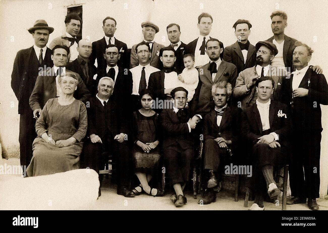 Italy Sicily Lipari Island Political confined -  group of Anarchists - 1927 Stock Photo