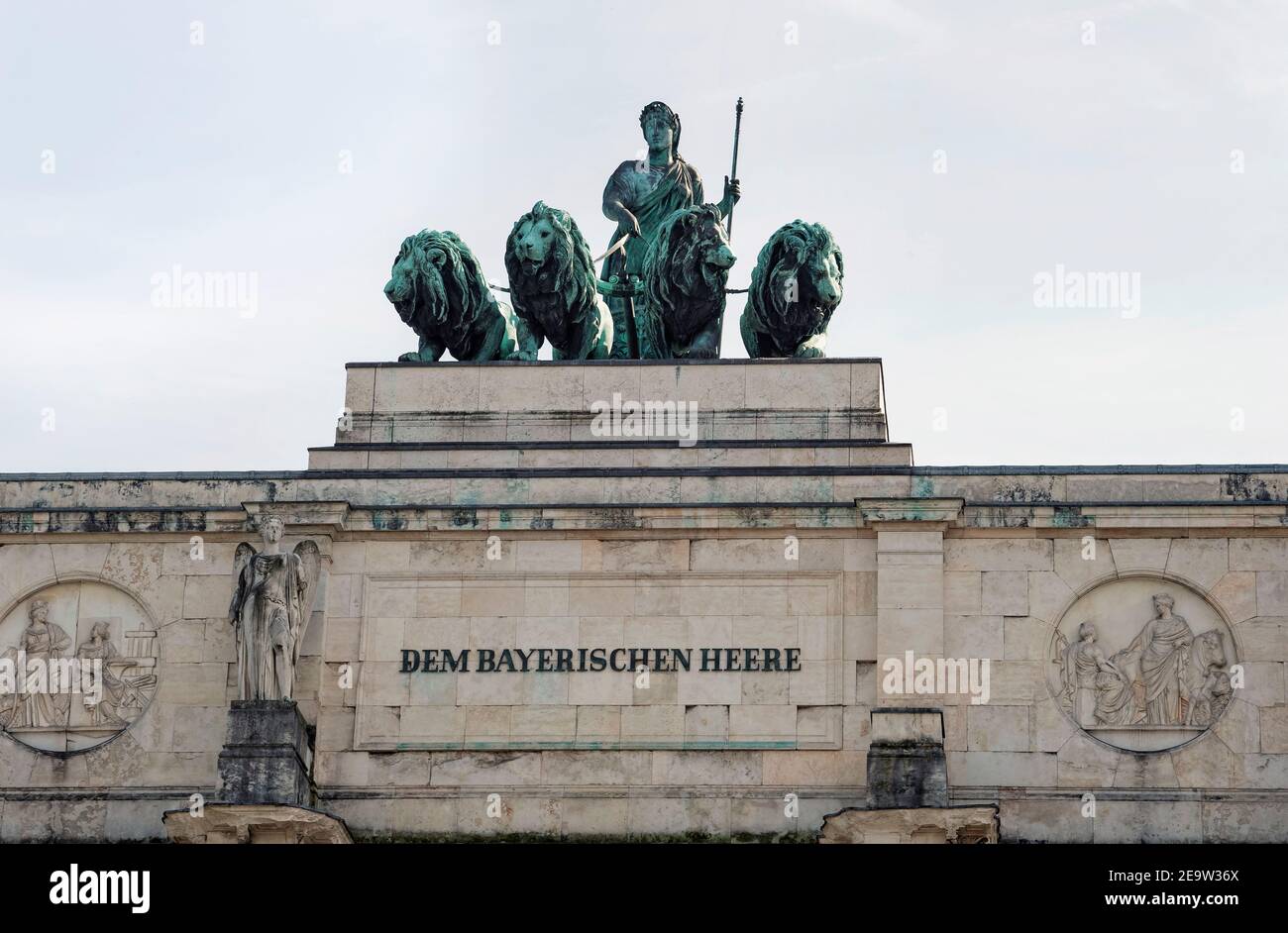 Munich-Germany, August 8, 2019: The Siegestor (Victory Gate) is an impressive triumphal arch in Munich. Stock Photo