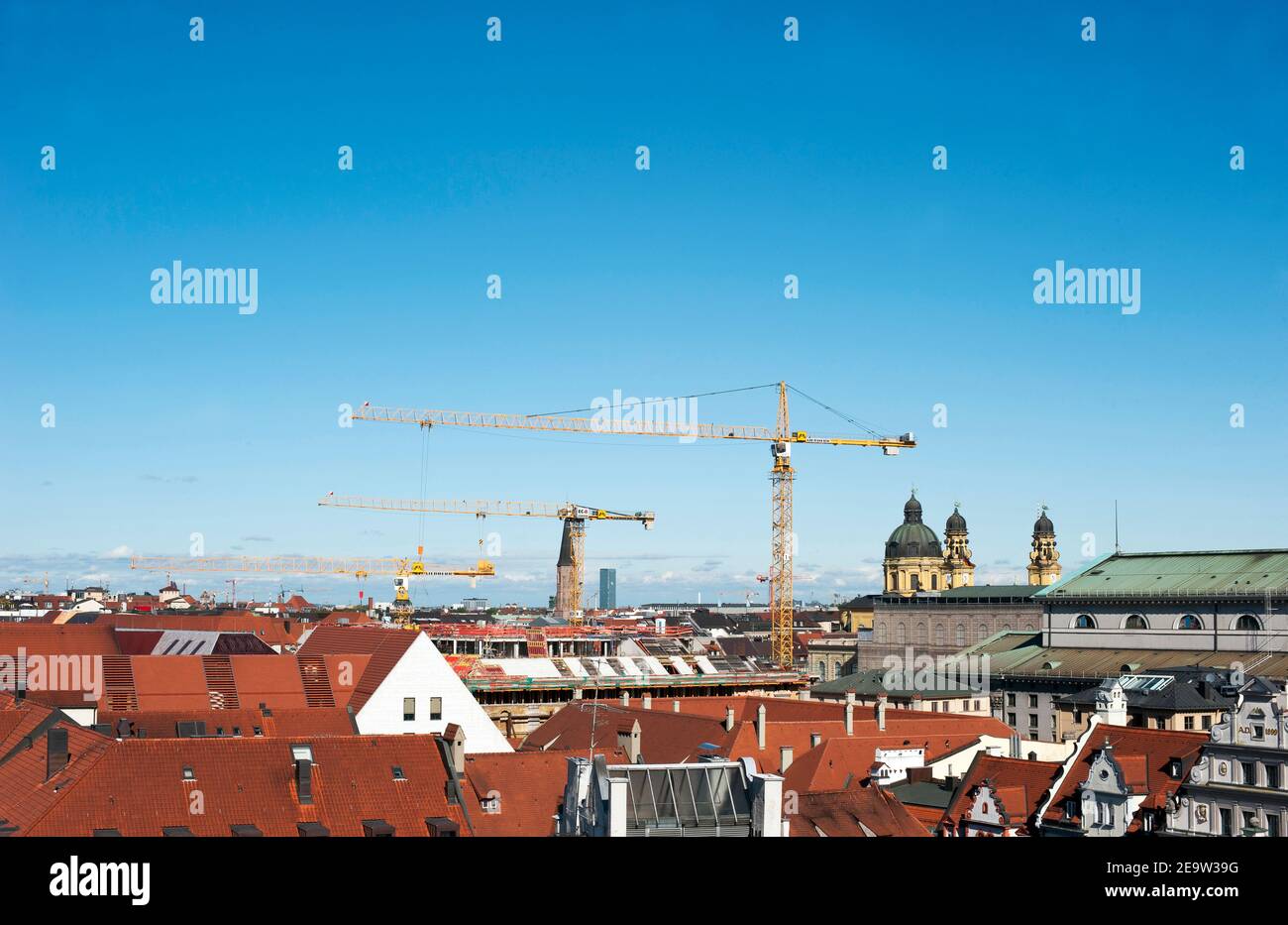 Munich - Germany, September 13, 2019: View over the roofs of Munich city center. Stock Photo