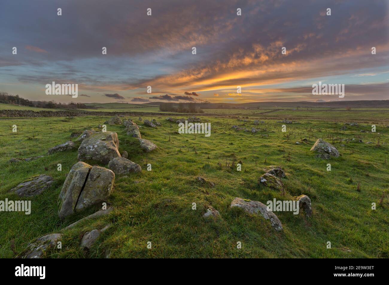 The remains of the native settlement at Milking Gap, near Hotbank, Hadrian's Wall, Northumberland, UK Stock Photo