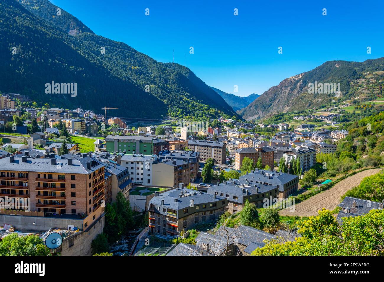 Aerial view of Encamp, Andorra Stock Photo