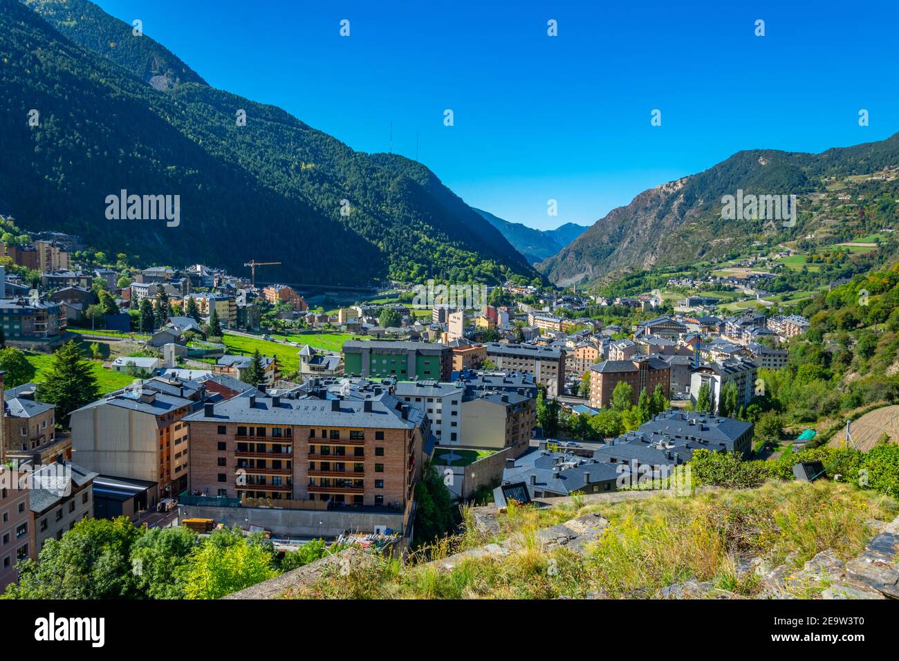 Aerial view of Encamp, Andorra Stock Photo