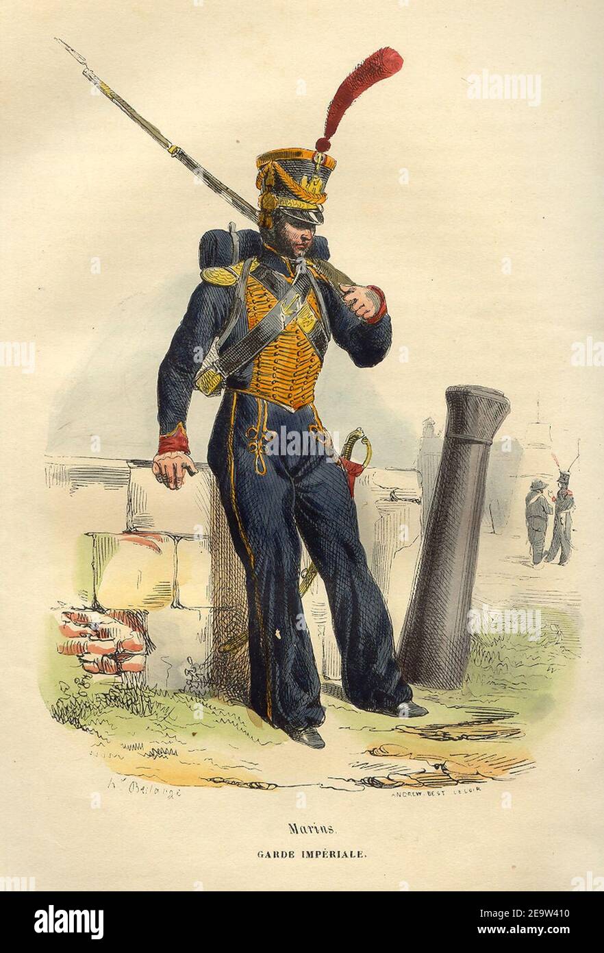 Napoleon Guard Marine by Bellange. Stock Photo