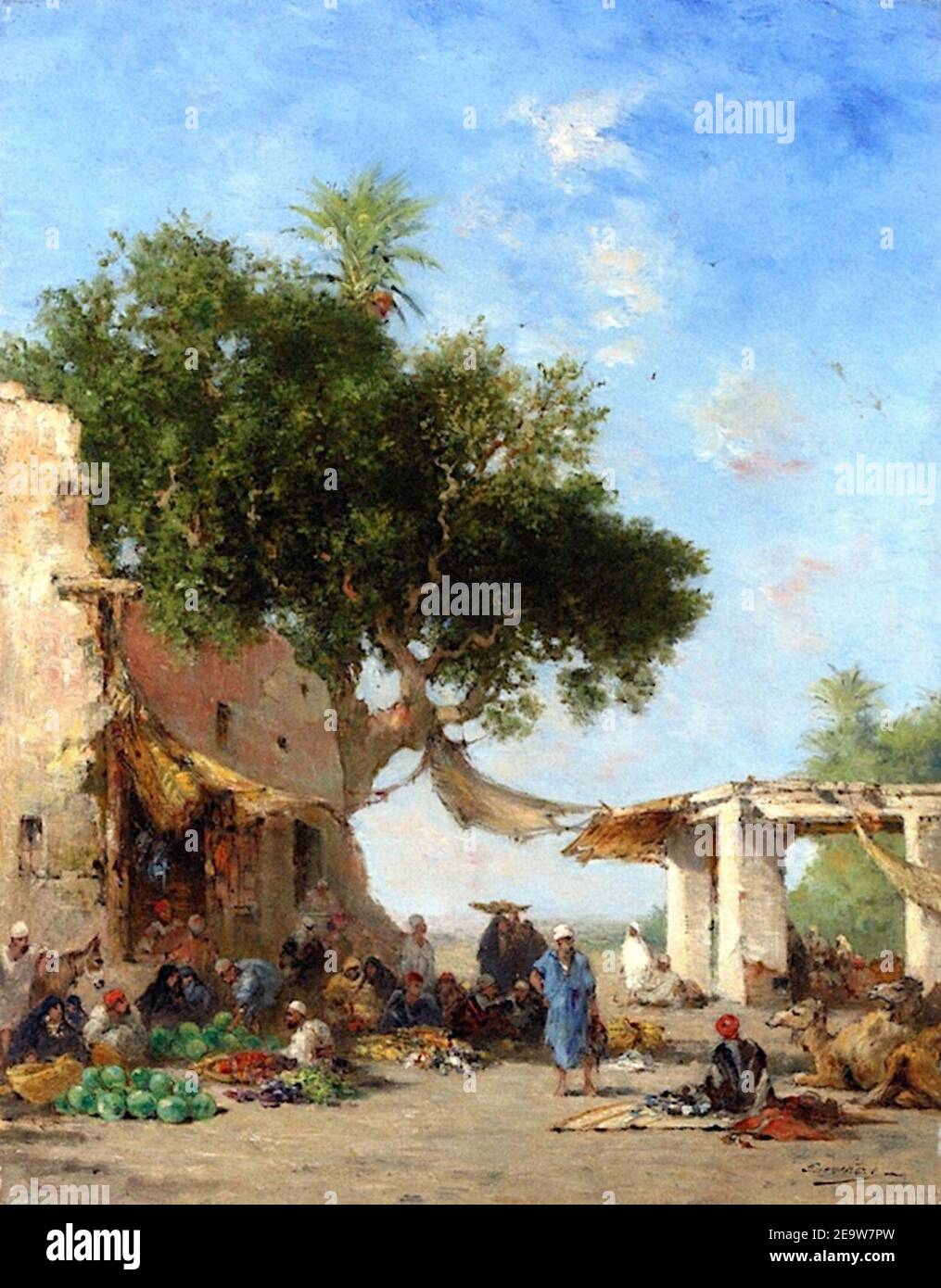 Narcisse Berchère Un marché arabe Stock Photo Alamy