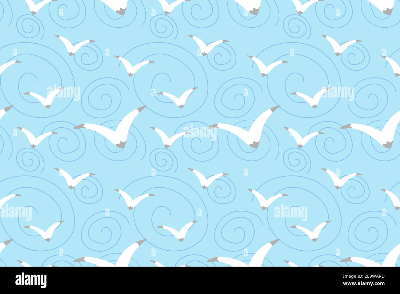 Seabird seamless pattern in the sky Stock Vector
