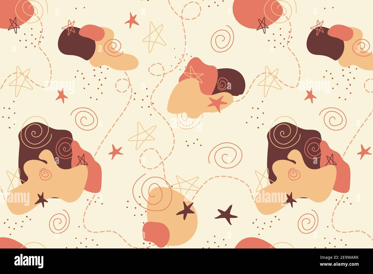 Orange abstract sleepy vector seamless pattern Stock Vector