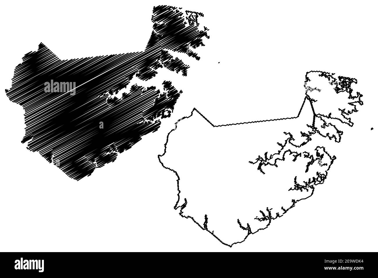 Pamlico County, North Carolina State (U.S. county, United States of America, USA, U.S., US) map vector illustration, scribble sketch Pamlico map Stock Vector