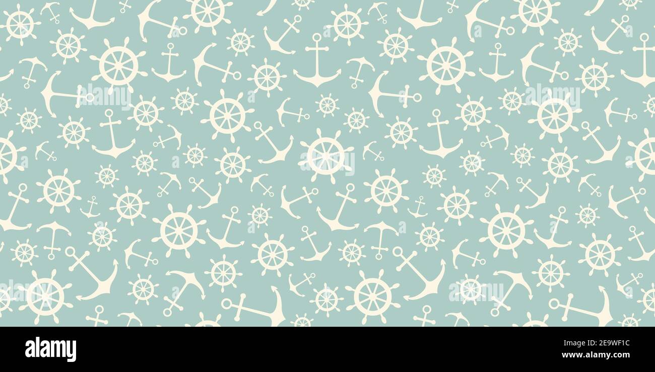 Nautical seamless pattern with ship wheels and anchors Stock Vector ...
