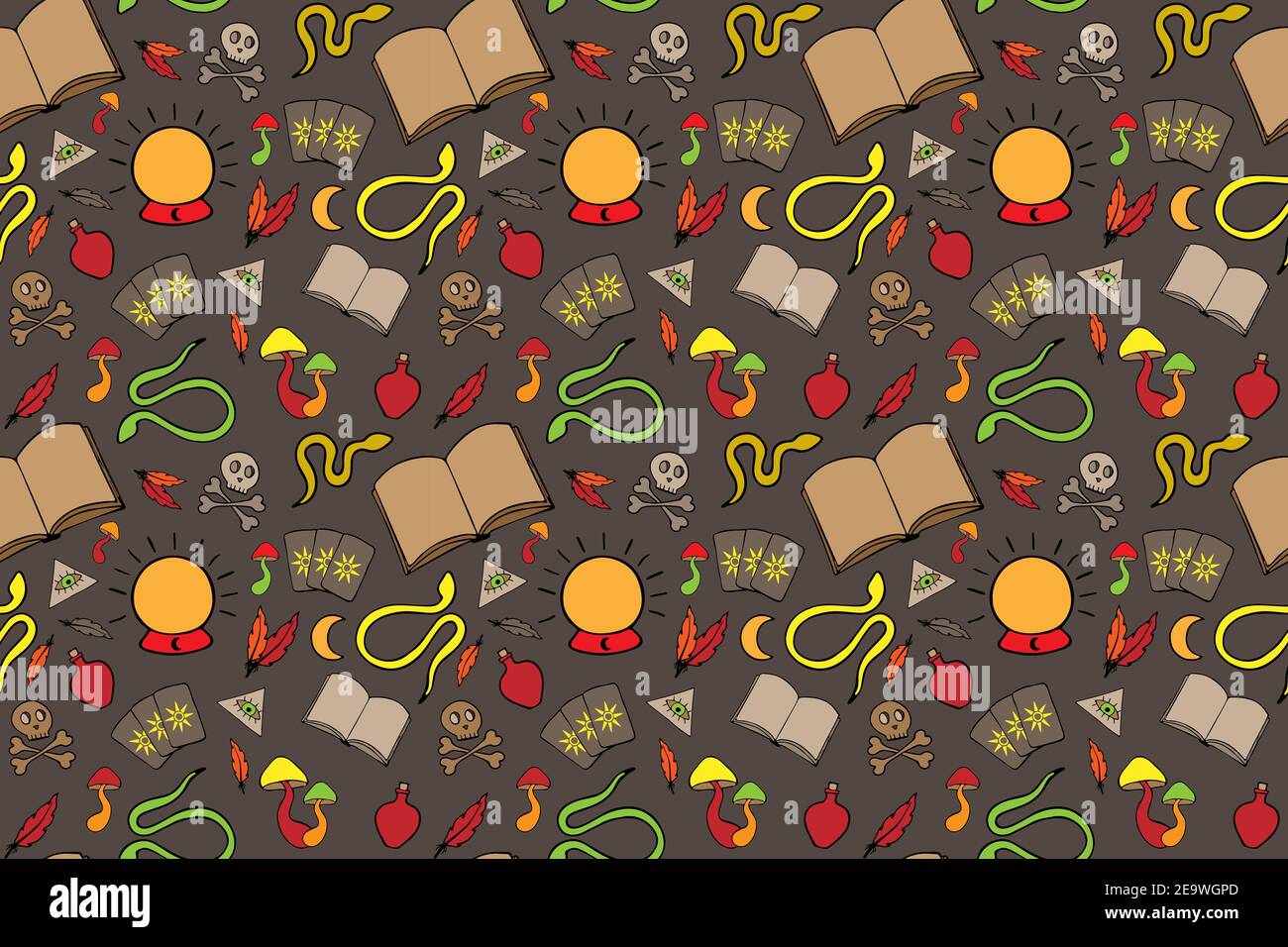 Occult witch equipment seamless pattern Stock Vector