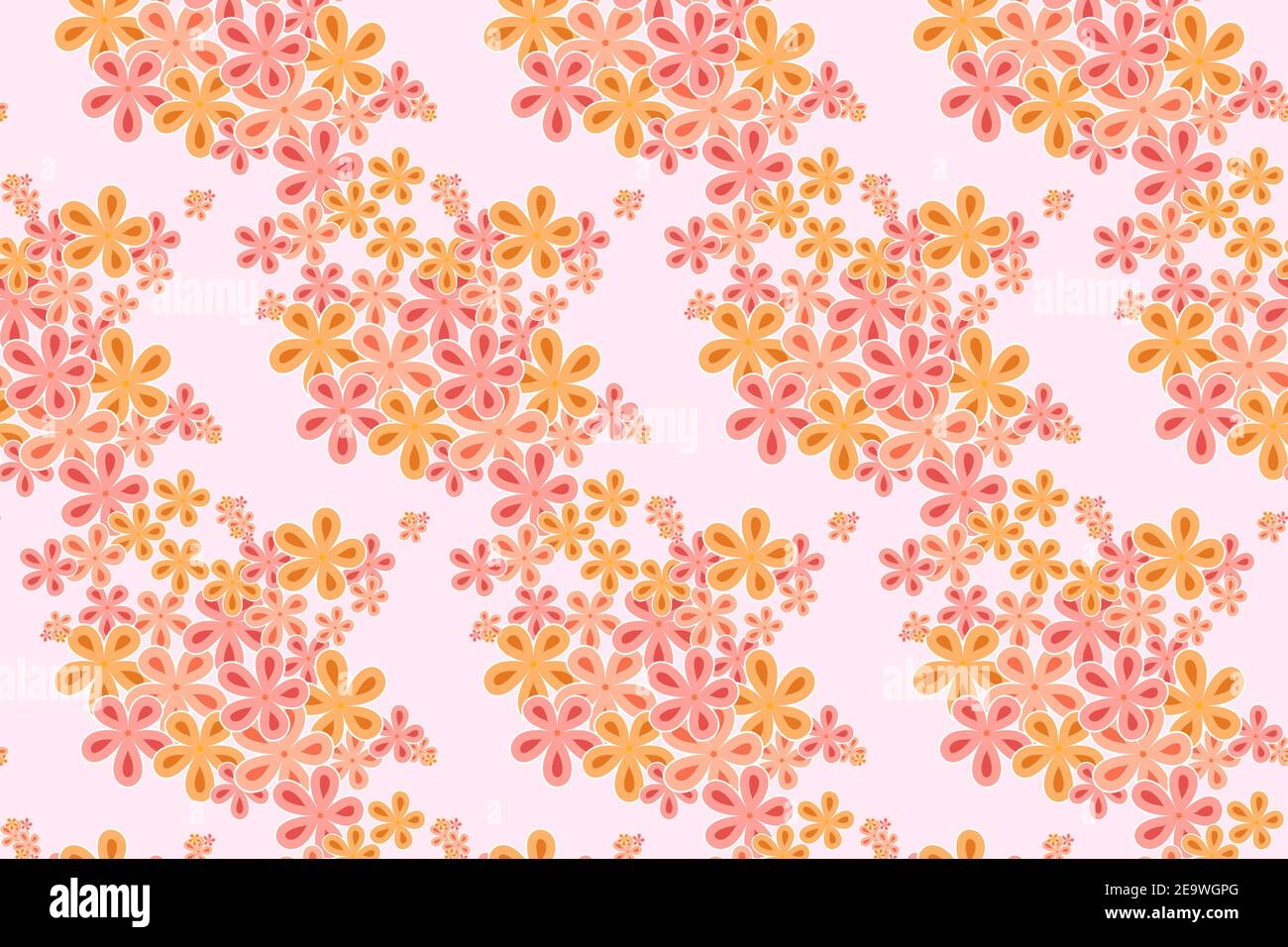 Delicate pastel floral pattern. Light pink and orange flowers background.  Cute diagonal blooming texture for fabric, wallpaper, wrapping paper Stock  Vector Image & Art - Alamy