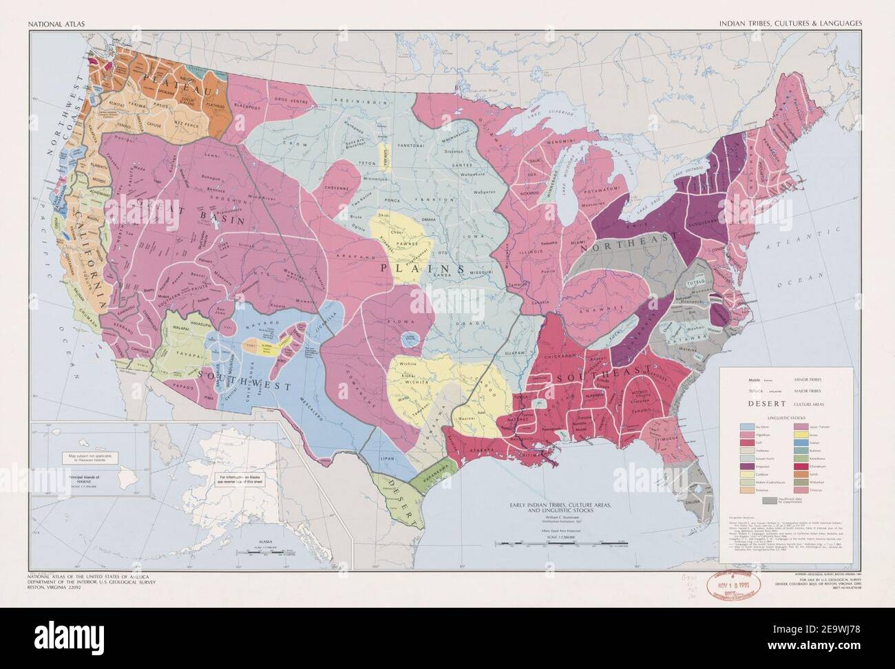 National atlas. Indian tribes, cultures & languages (United States