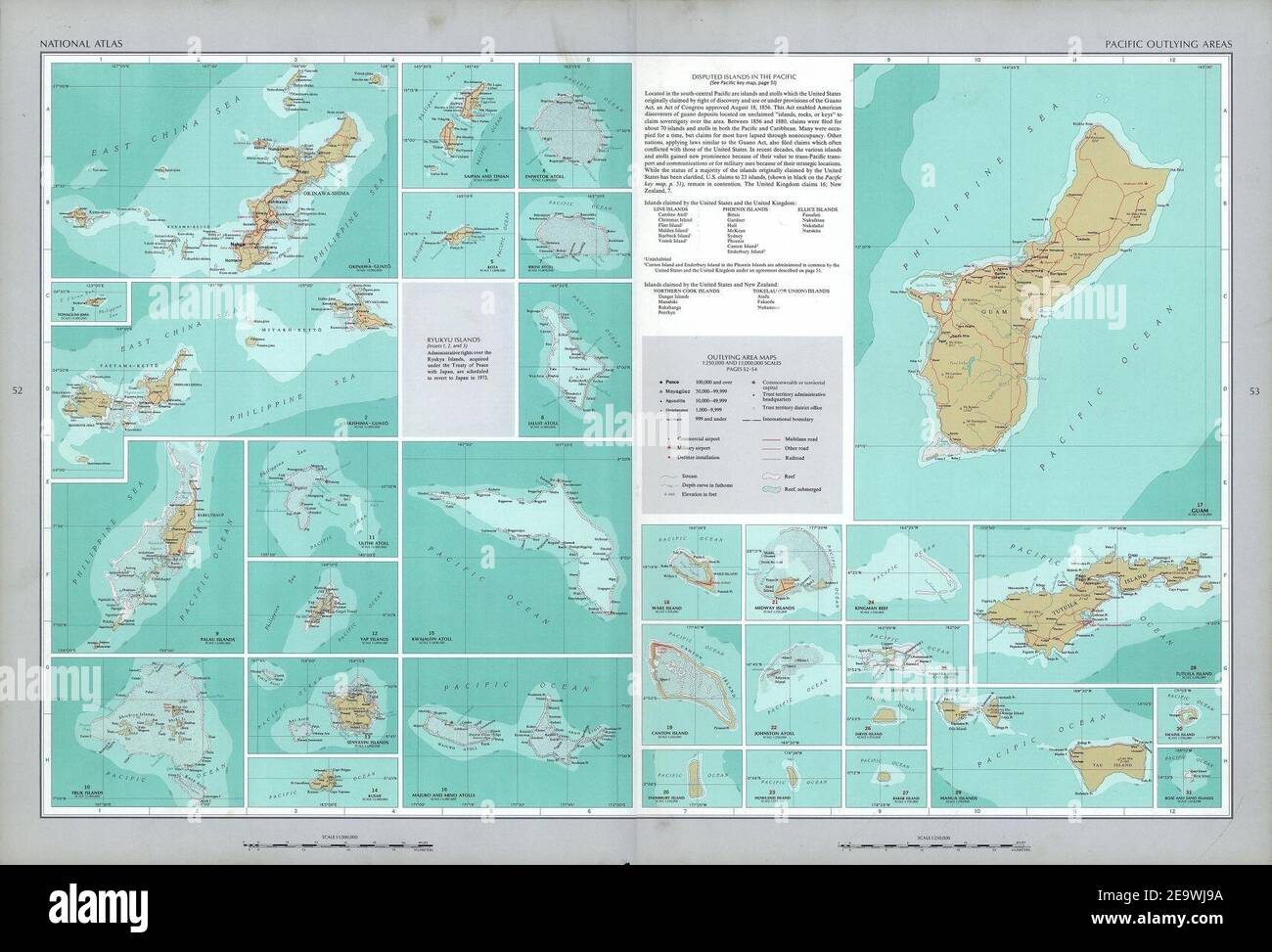National Atlas Of The United States 1970 National Atlas Of The Usa 1970 - Pacific Outlying Areas Stock Photo - Alamy