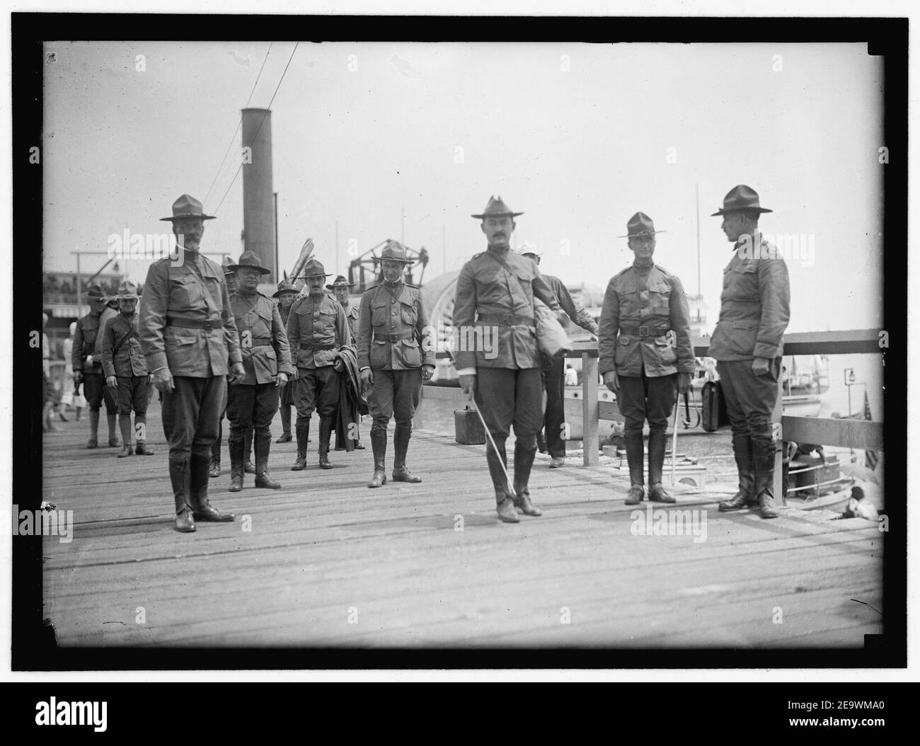 NATIONAL GUARD OF D.C. RETURNING FROM CAMP AT COLONIAL BEACH. COL. WILLIAM E. HARVEY AT LEFT